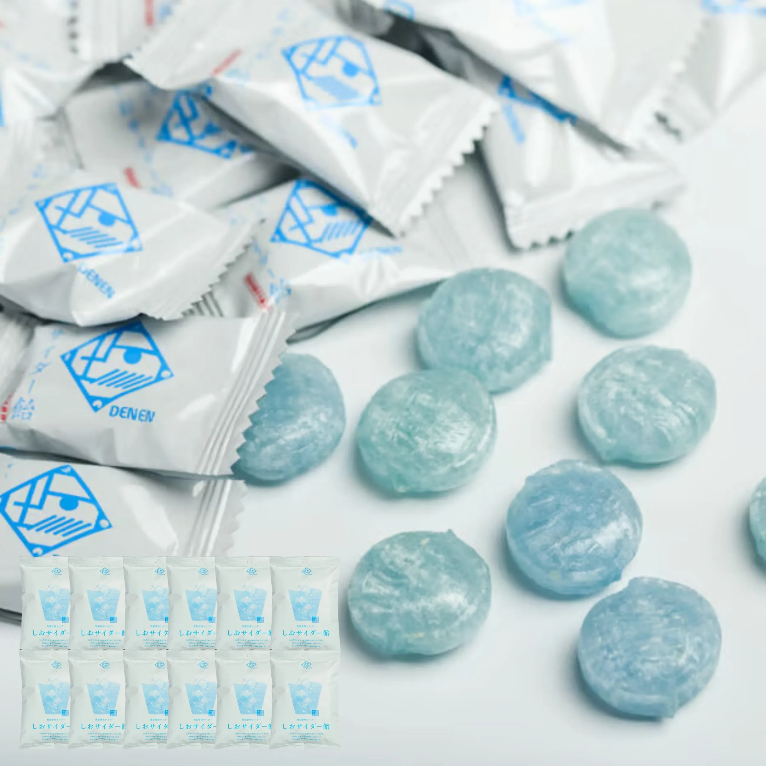 【送料無料】【能登】【揚げ浜塩田】希少なDENENを使用した贅沢 しおサイダー飴 90ｇ×12袋セット【熱中症対策】