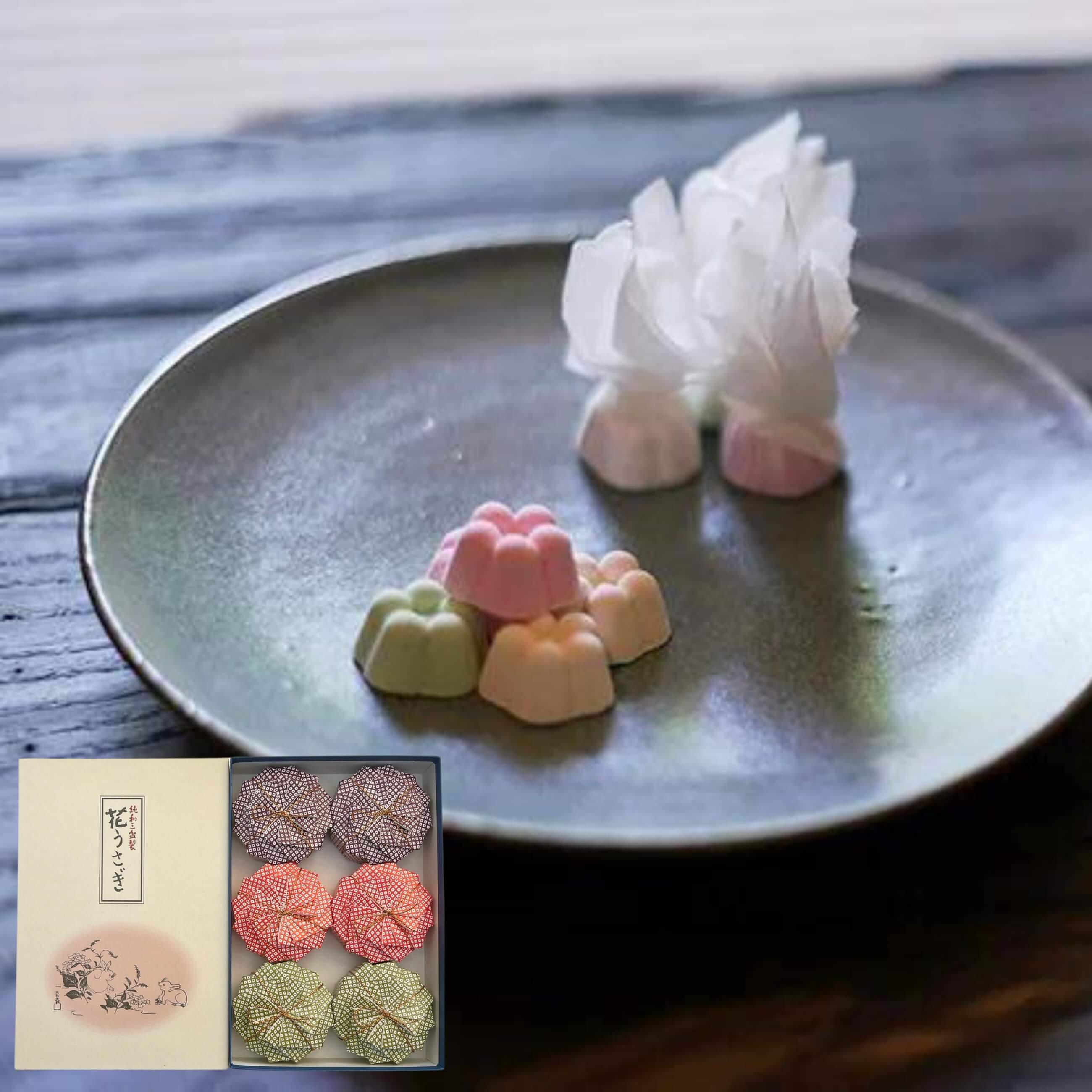 【送料込】【創業嘉永二年 落雁諸江屋】和三盆糖使用  金沢の伝統銘菓  花うさぎ  巾着6個入