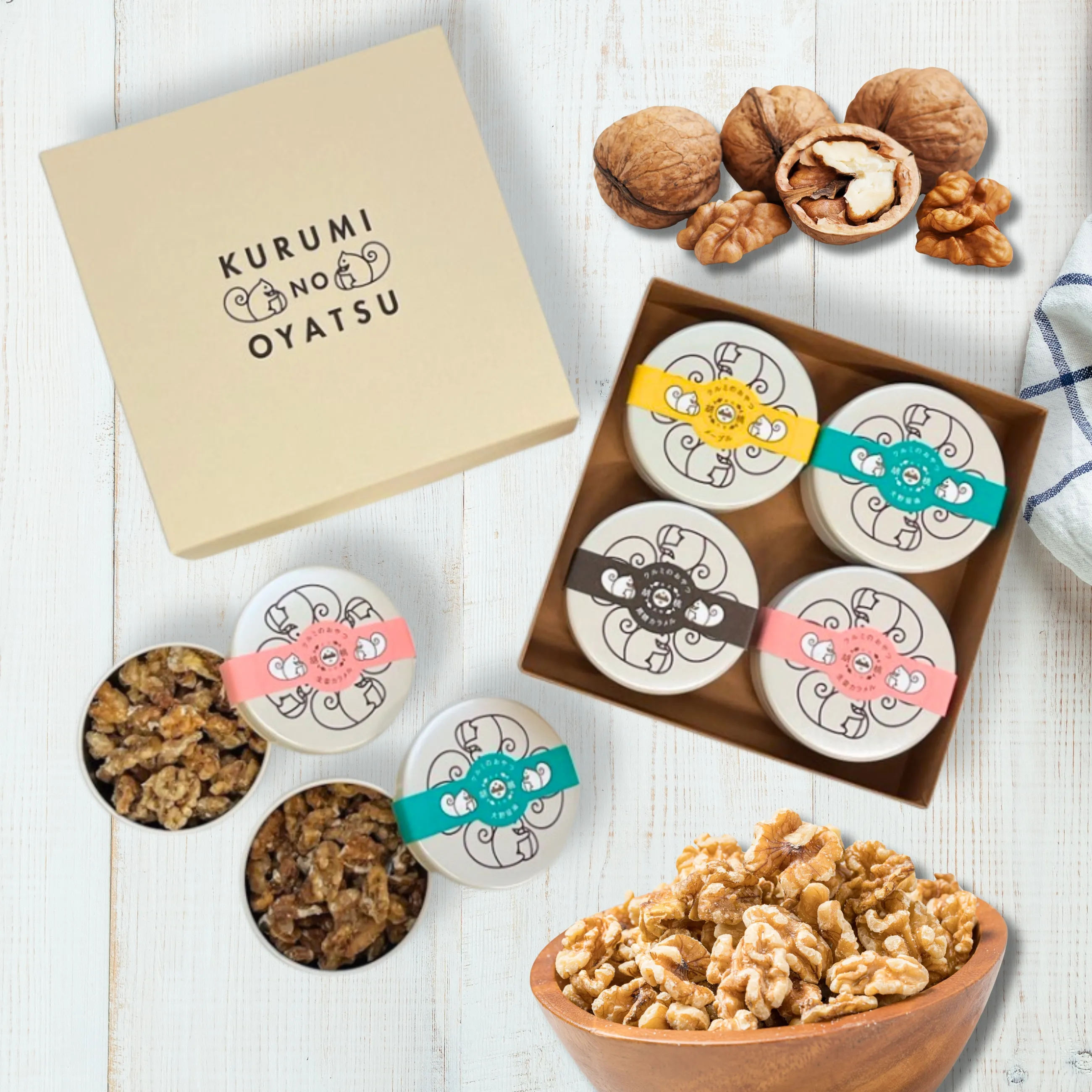 【送料無料】【お土産】大人気！金沢の佃煮屋さんがつくるクルミのおやつ4種・4缶セット【大畑の佃煮】