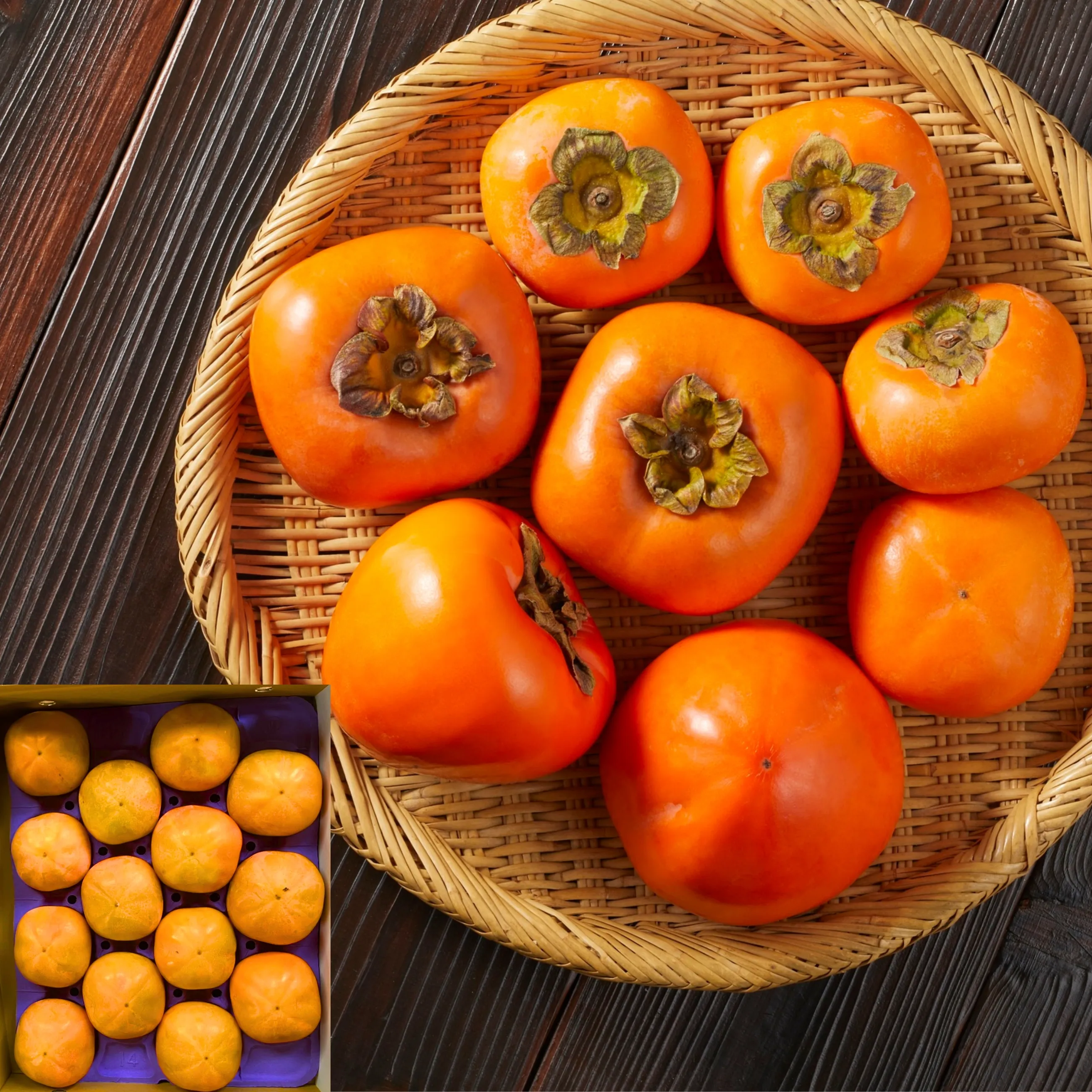 【季節限定】【農家直送】【大嘗祭献上品】旬の味覚  石川県特産 高松 紋平柿（もんぺい柿）・種なし 14玉 化粧箱入り※11月末頃までで注文受付終了